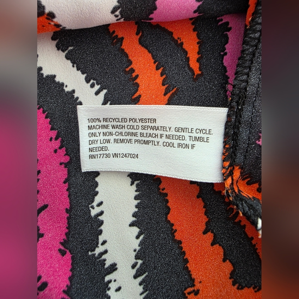 DVF for Target Satin Pajama Set Disco Zebra Pink Orange Vibrant Retro Boho Large - Picture 6 of 13